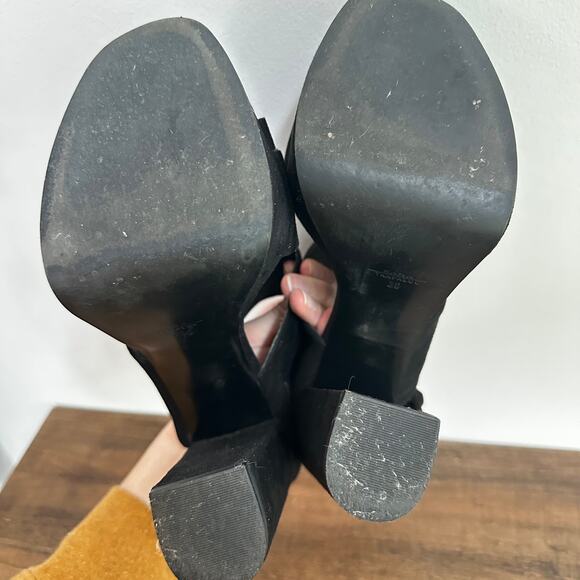 ZARA Trafalcc Y2K Chunky Platform Black Velvet Heels Size 38 = 7.5 or 8 - Picture 6 of 6